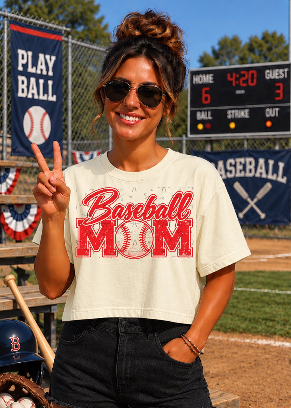 Baseball Mom (no white)- Red