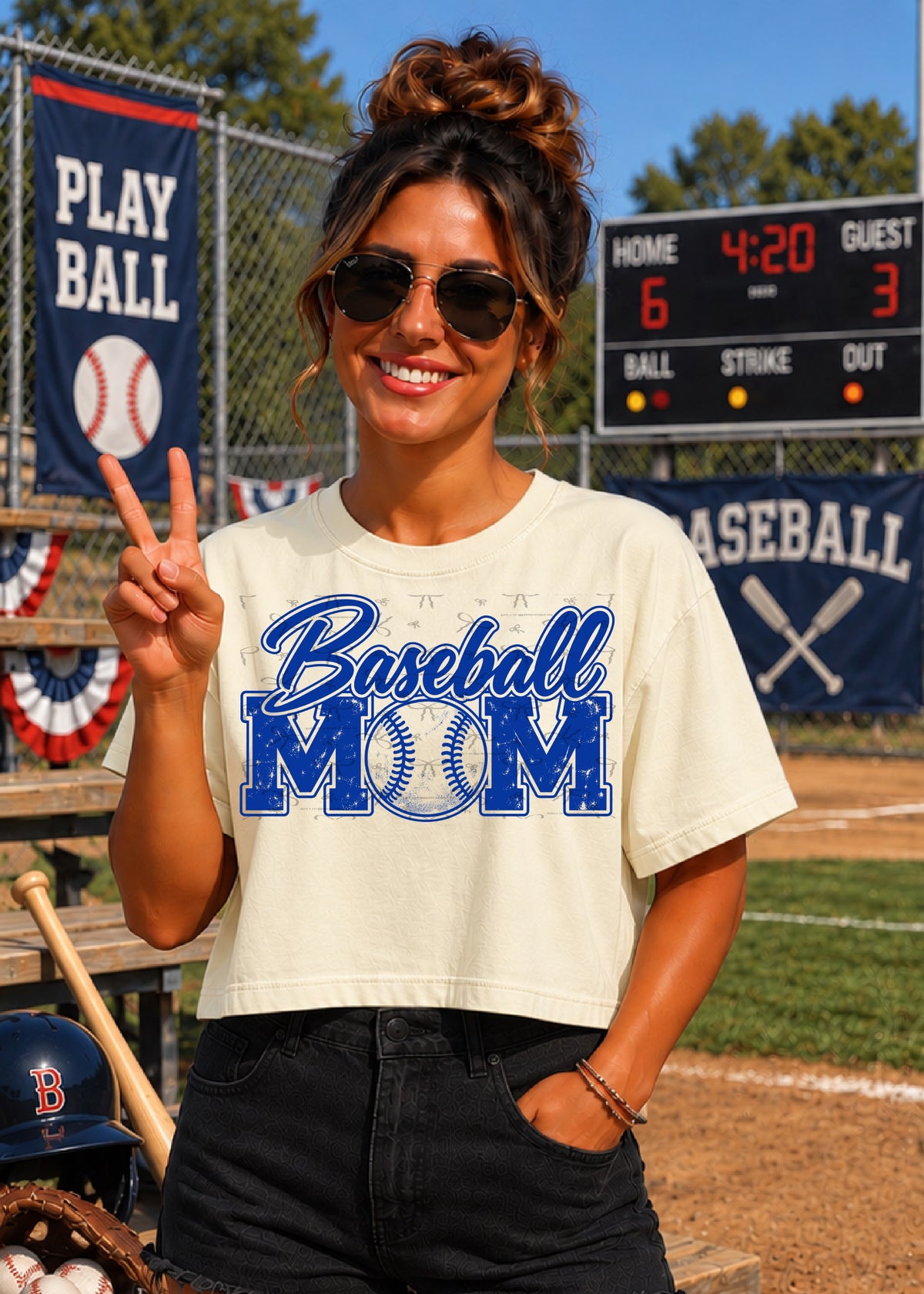 Baseball Mom (no white)- Royal Blue