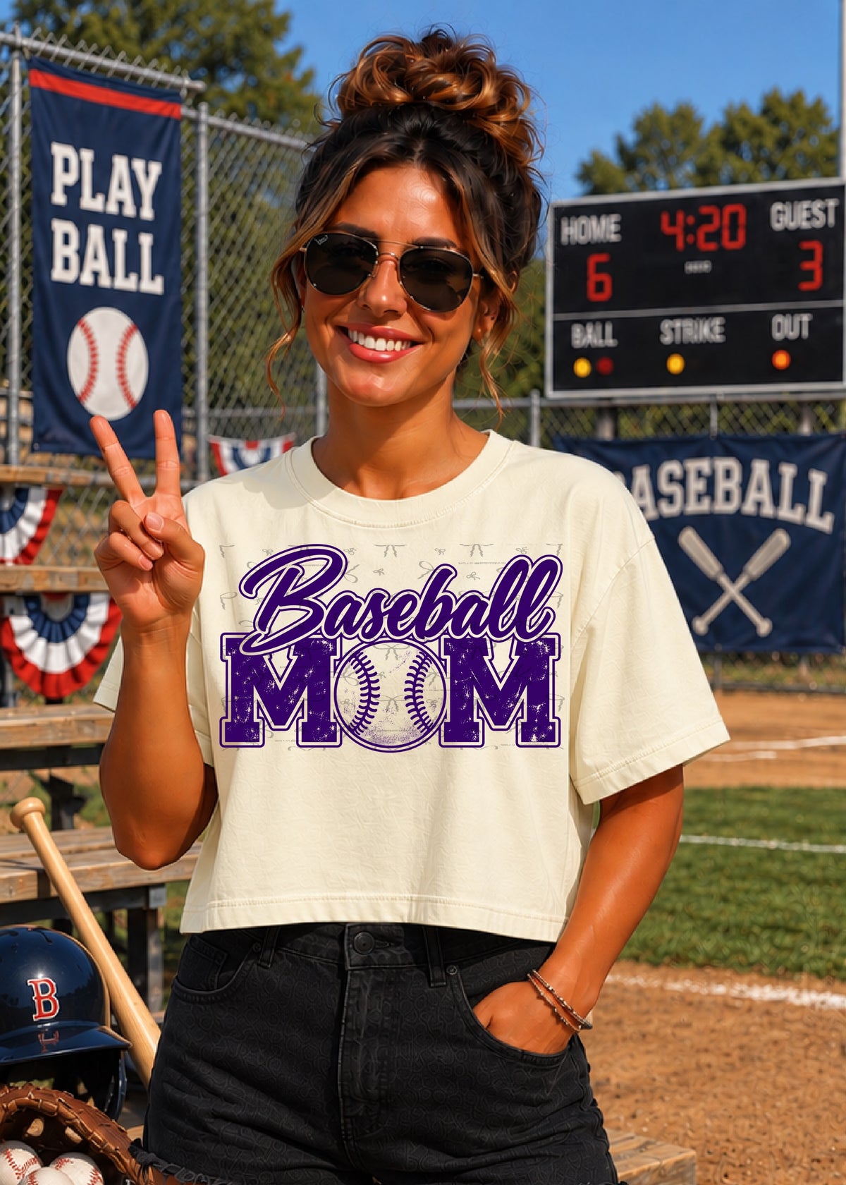 Baseball Mom (no white)- Purple