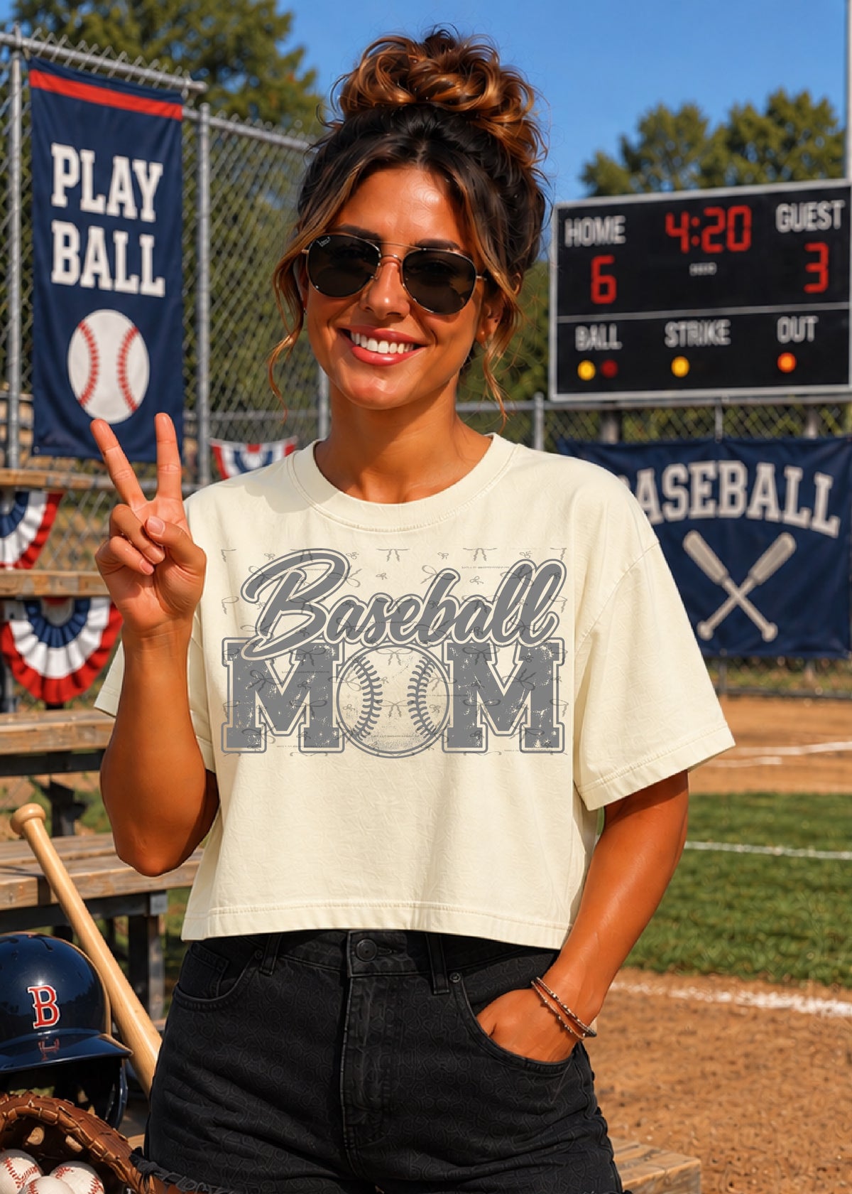 Baseball Mom (no white)- Gray
