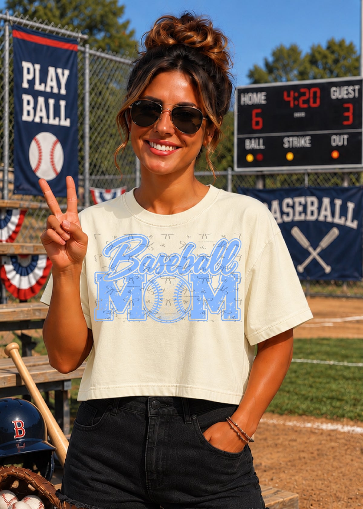 Baseball Mom (no white)- Carolina Blue