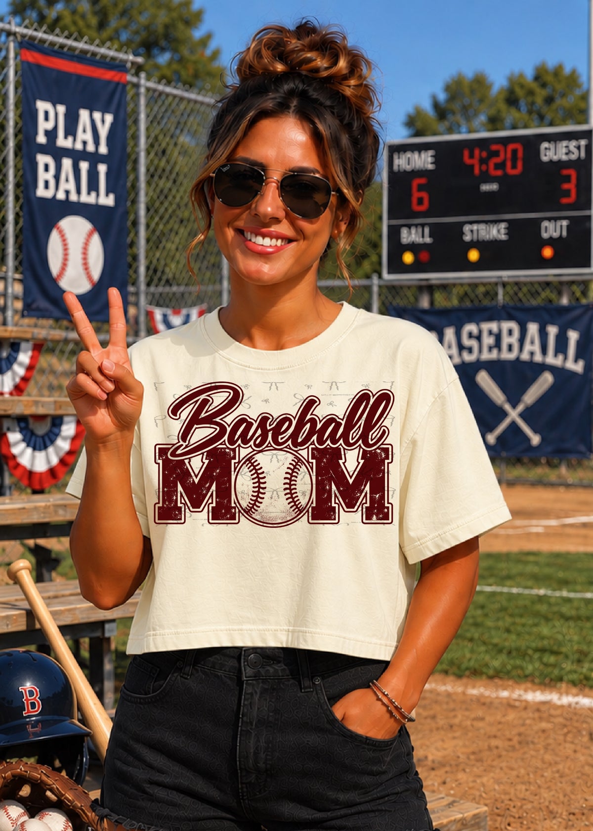 Baseball Mom (no white)- Maroon