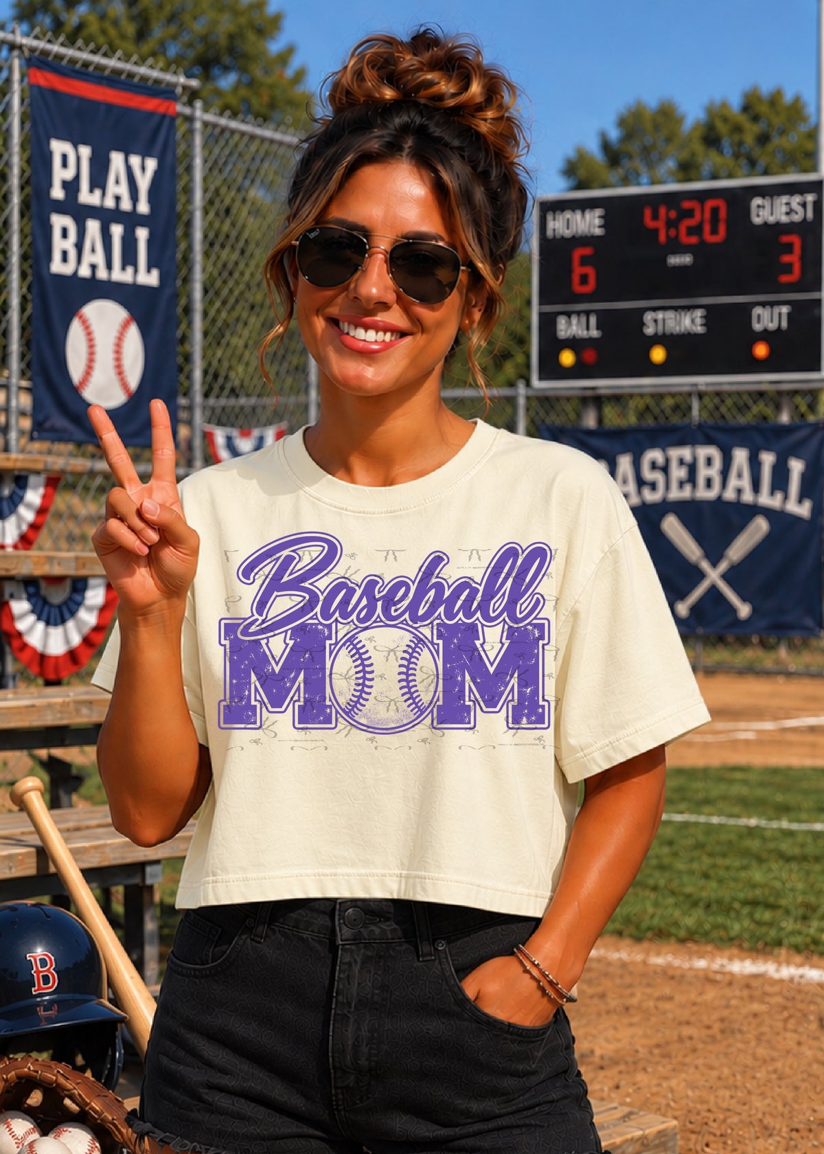Baseball Mom (no white)- Light Purple