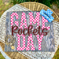 Game Day Large Pink Checkered- Rockets (Maroon)