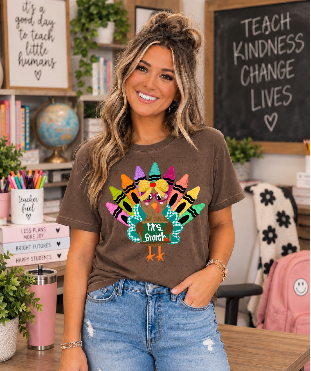Crayon Turkey Chalkboard- Name Plate