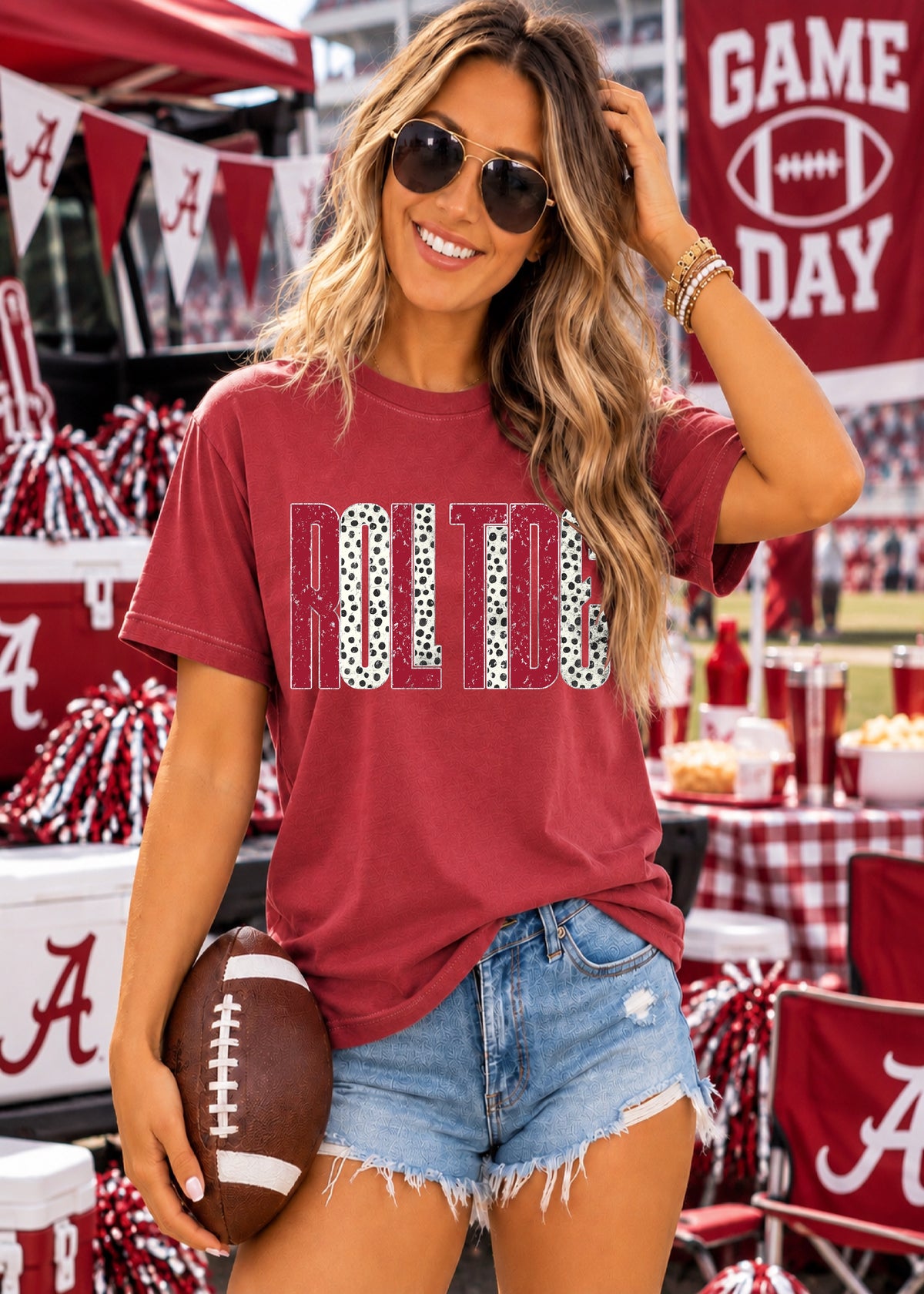 Roll Tide Distressed Metallic Dotty