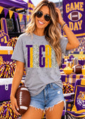 Tigers Distressed Metallic Dotty - Purple/Gold