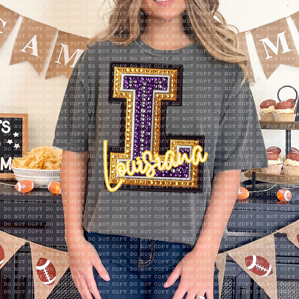 Bejeweled Letterman- Louisiana (LSU)