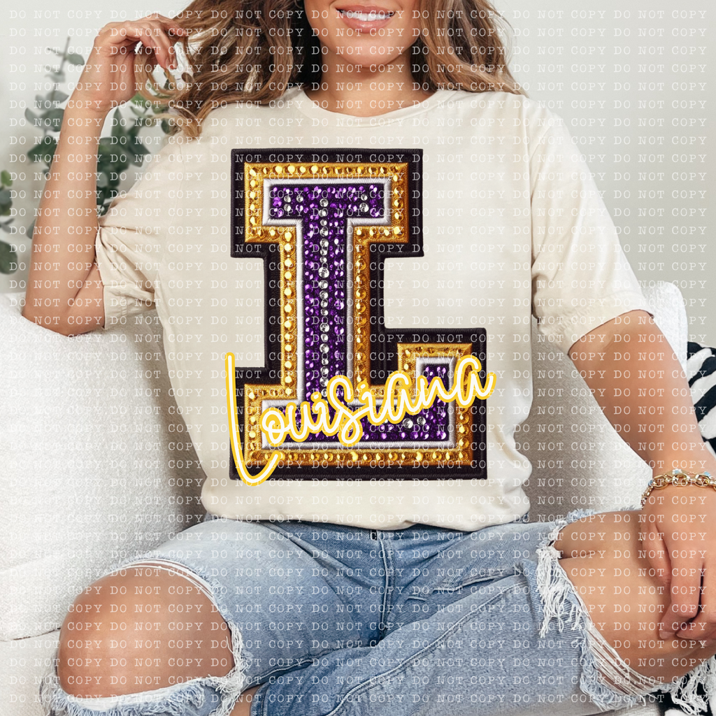 Bejeweled Letterman- Louisiana (LSU)