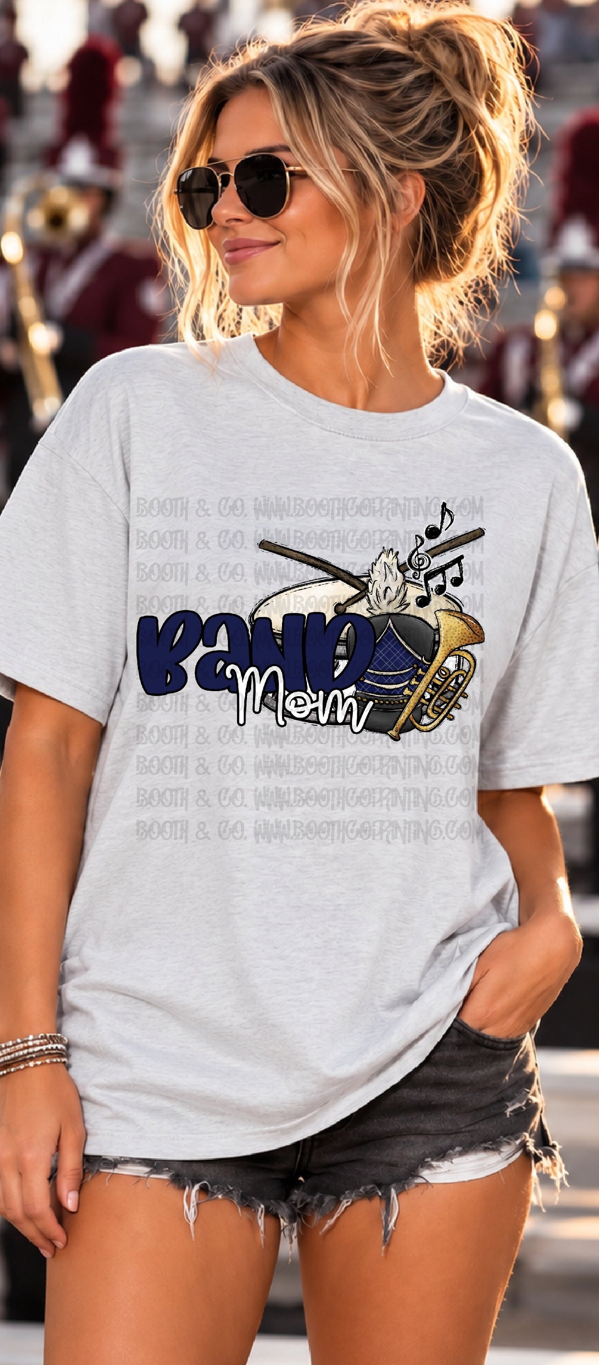 Band Mom Doodle - Navy/White
