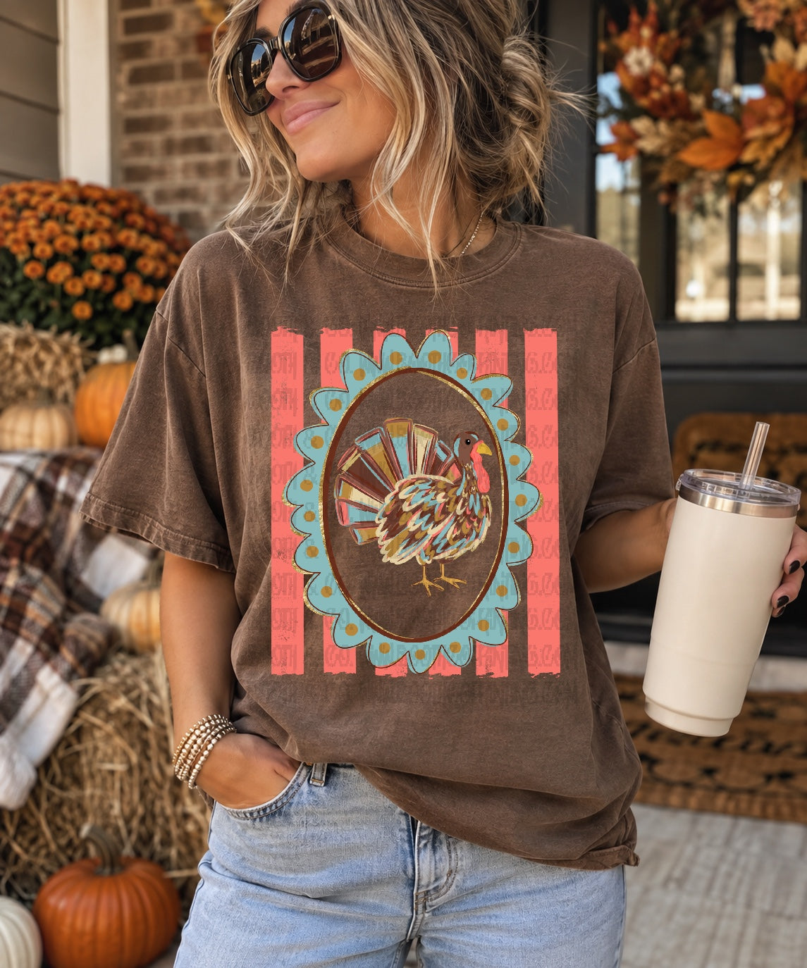 Preppy Striped Turkey with Frame