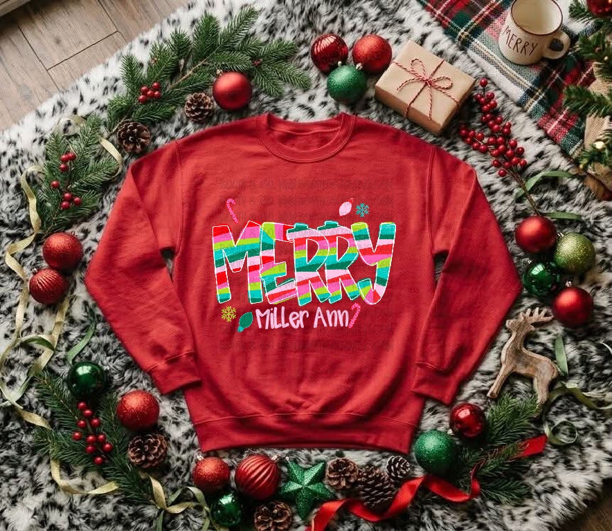 Striped Merry - Custom Name