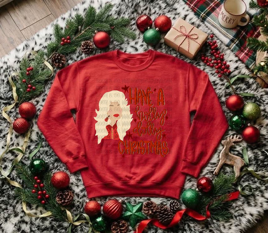 Have A Holly Dolly Christmas (with glitter)