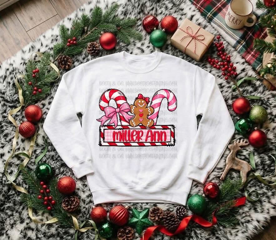 Preppy Candy Canes and Gingerbread - Custom Name Plate