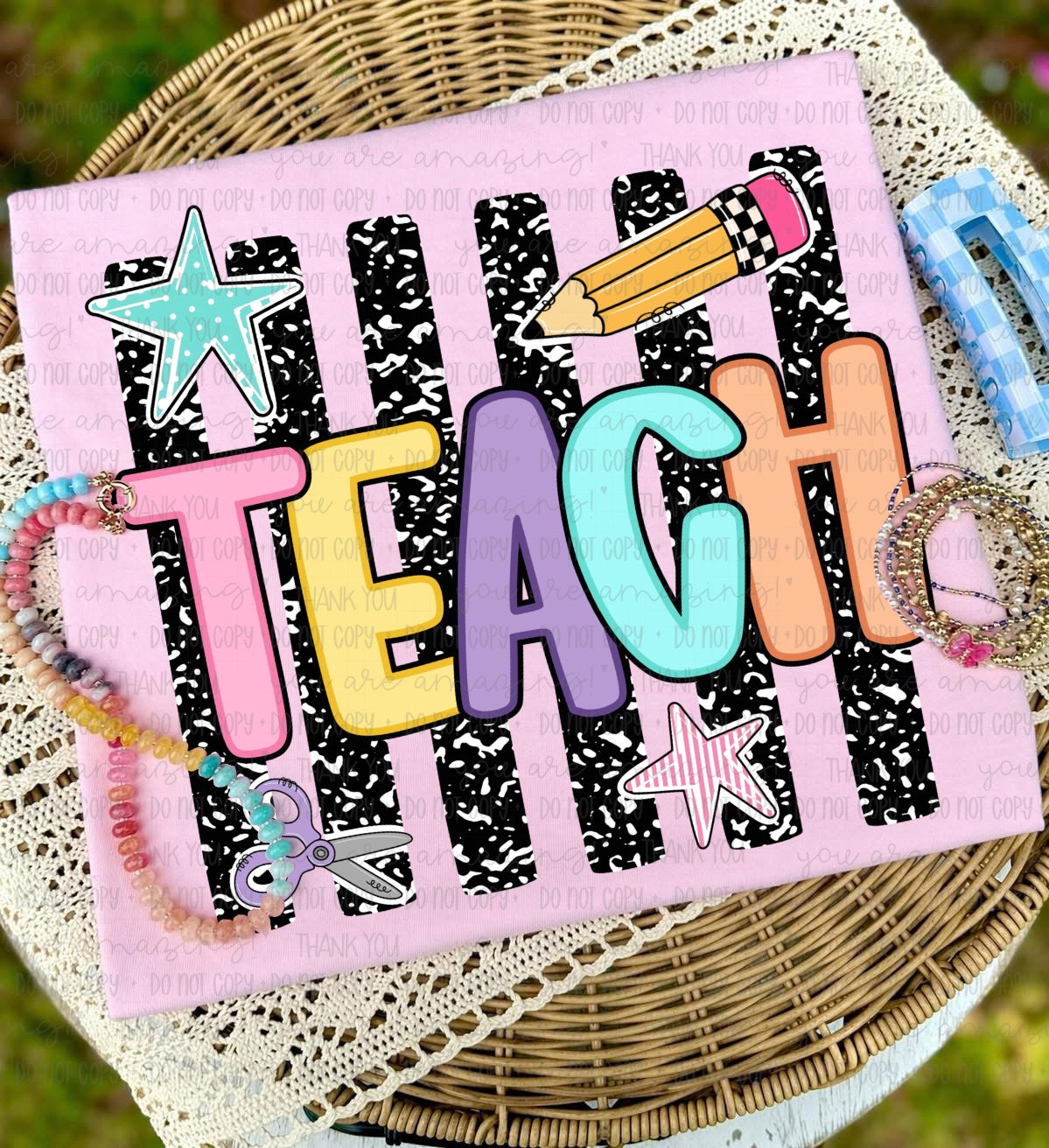 Composition Notebook Striped Colorful Grades- Teach