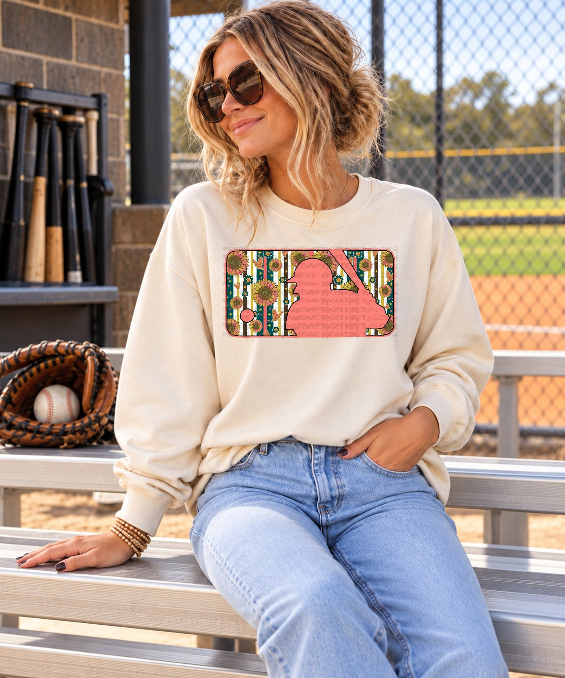 MLB Batter- Sunflower Butterflies (with backdrop)