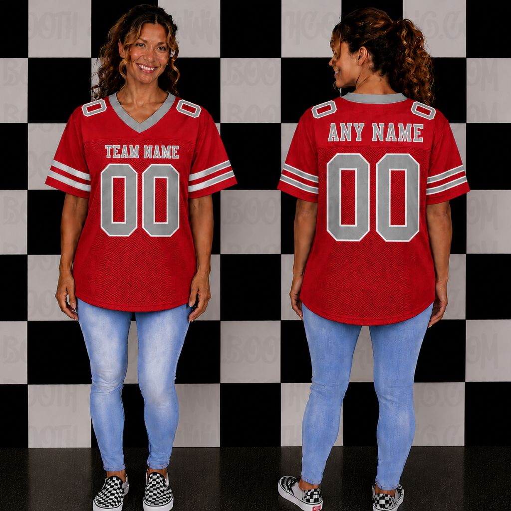 Blank Football Jerseys- Red and Gray