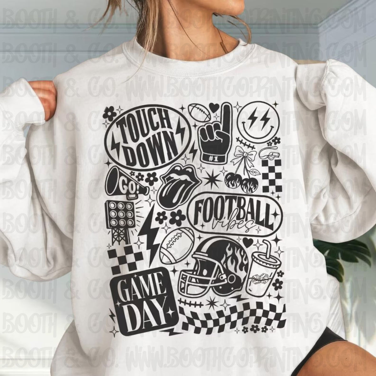 Touchdown Game Day Football Vibes Collage (Black)